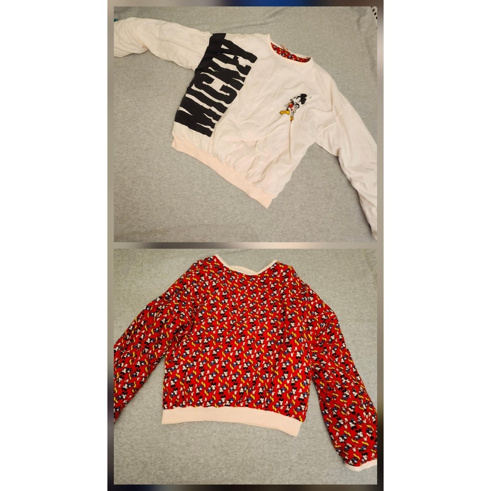 J.G. Hook Disney Mickey & Co Sweatshirt Womens Large Reversible Cream Red 80s